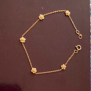 Diamond and 14K gold station bracelet